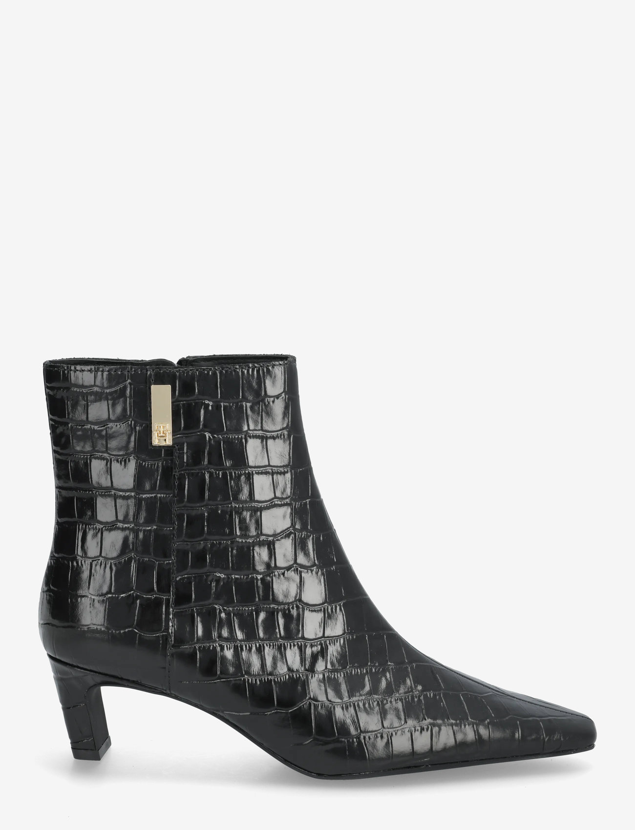 Tommy Hilfiger - TH SQUARE TOE CROC KITTEN BOOTIE - støvletter - black - 1