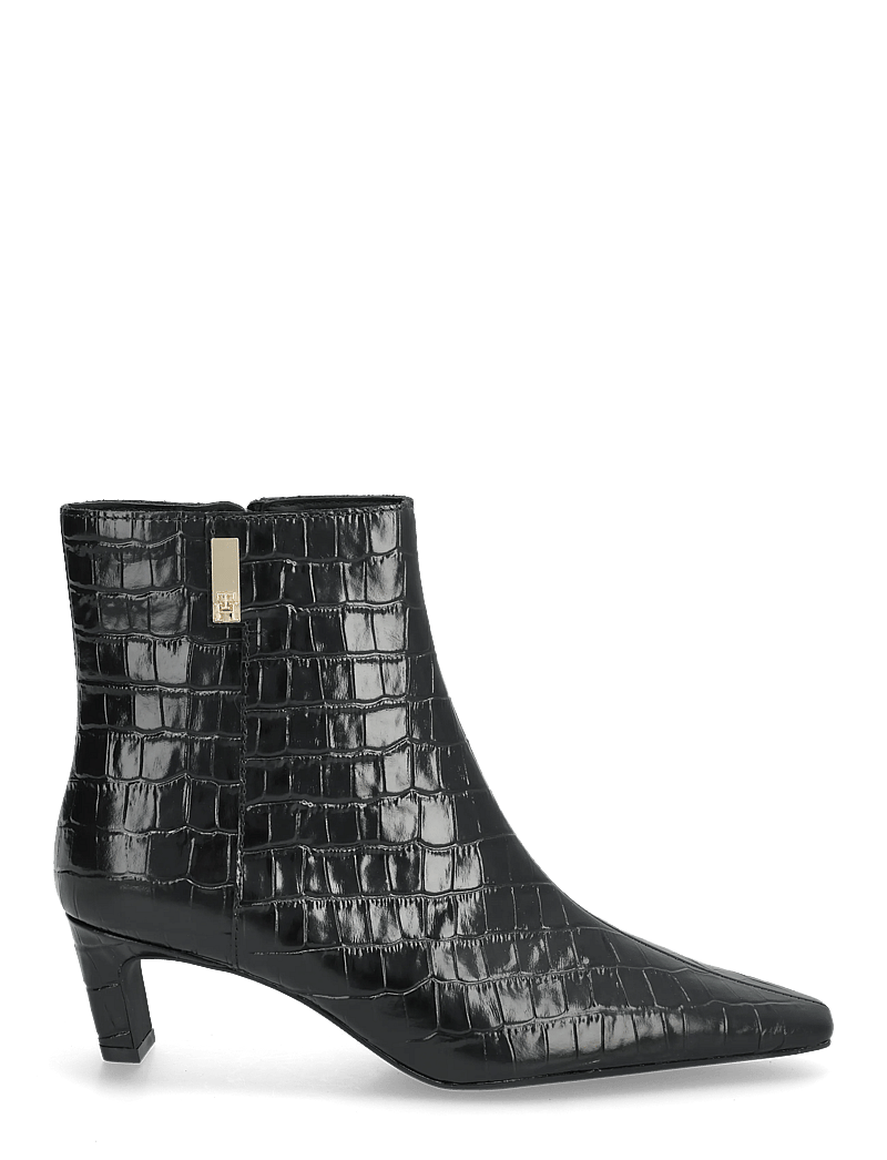 Tommy Hilfiger - TH SQUARE TOE CROC KITTEN BOOTIE - kontsaga poolsaapad - black - 1