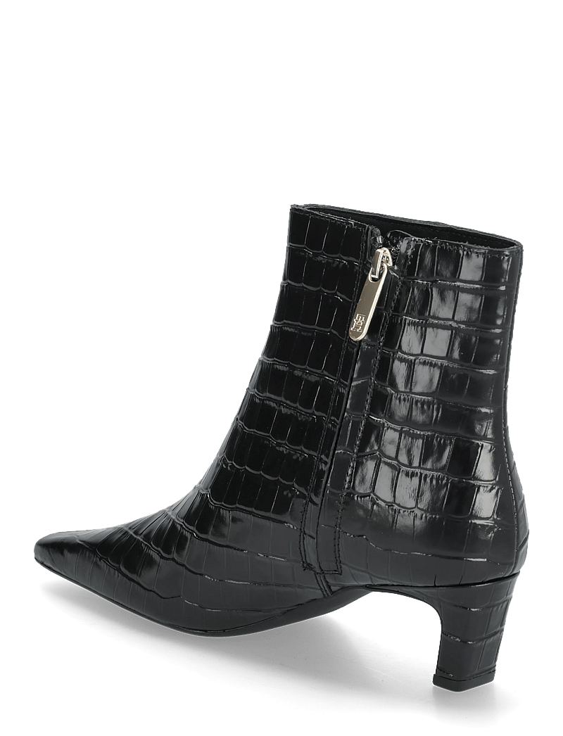 Tommy Hilfiger - TH SQUARE TOE CROC KITTEN BOOTIE - kontsaga poolsaapad - black - 2