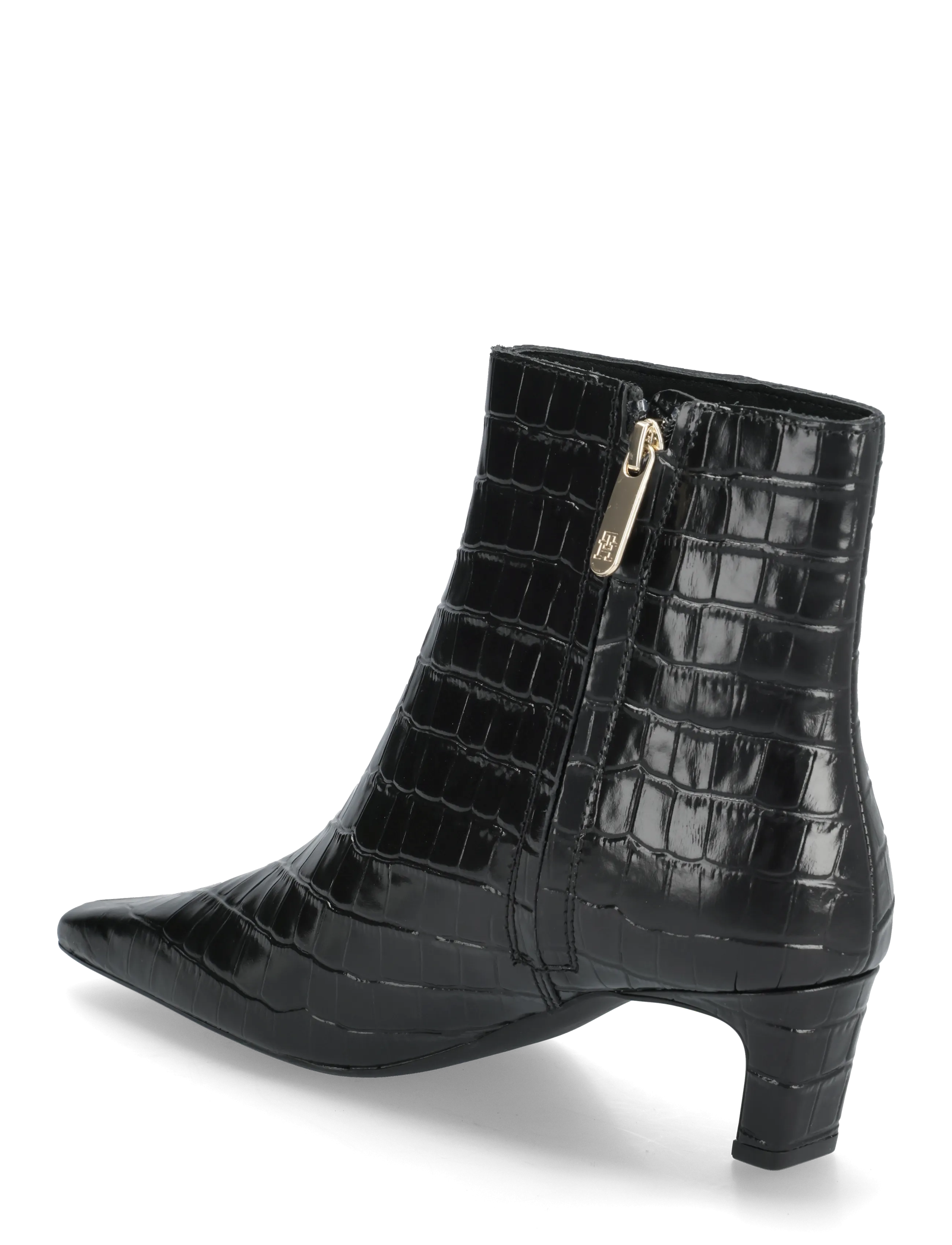 Tommy Hilfiger - TH SQUARE TOE CROC KITTEN BOOTIE - stiefeletten mit absatz - black - 2