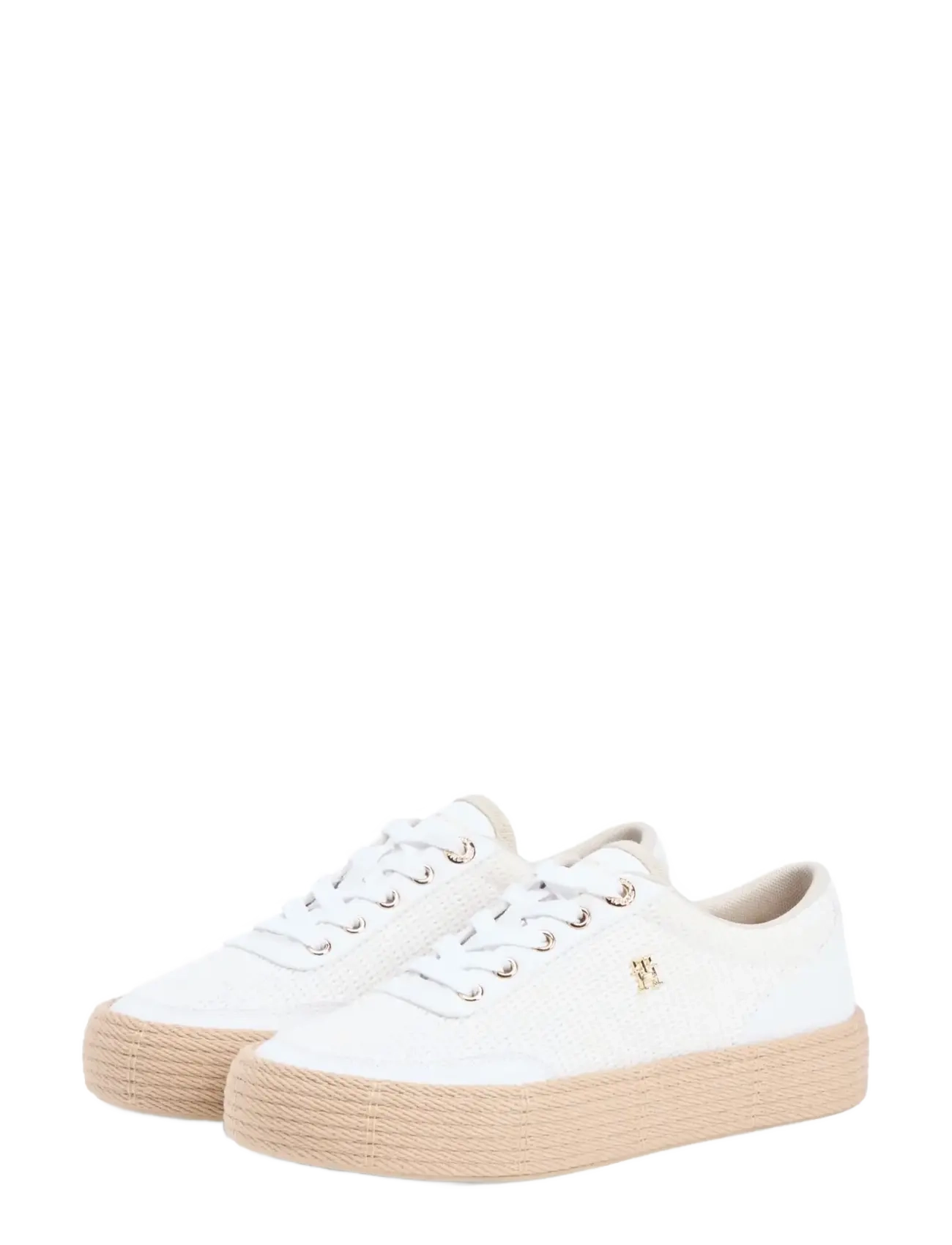 Tommy Hilfiger TH FOXING PLATFORM ROPE - Jalanõud - WHITE CLASSIC KHAKI / white