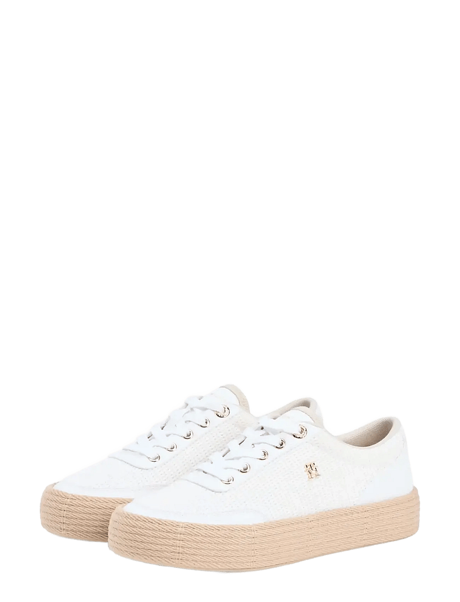 Tommy Hilfiger - TH FOXING PLATFORM ROPE - konfirmation - white classic khaki - 0