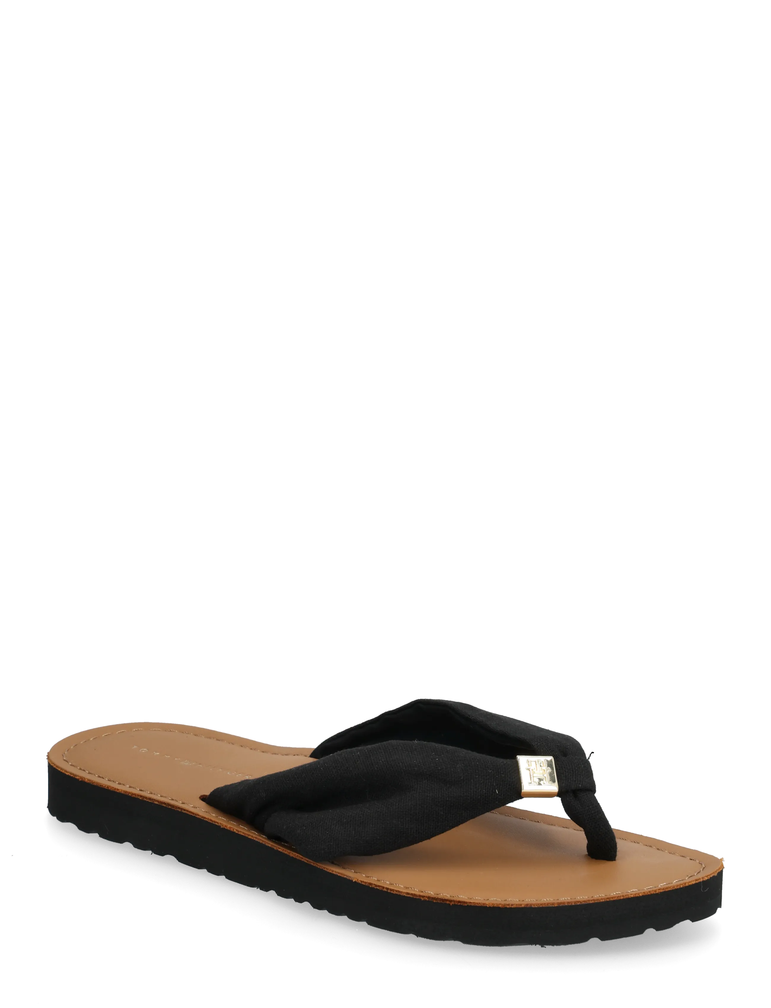 Tommy Hilfiger TH LTR FOOTBED SUMMER SANDAL - Flip Flops - BLACK / black