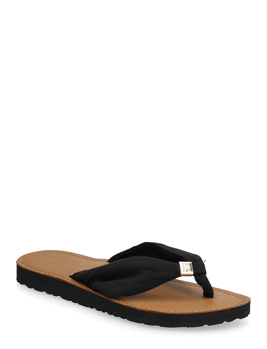 Tommy Hilfiger - TH LTR FOOTBED SUMMER SANDAL - madalad sandaalid - black - 0