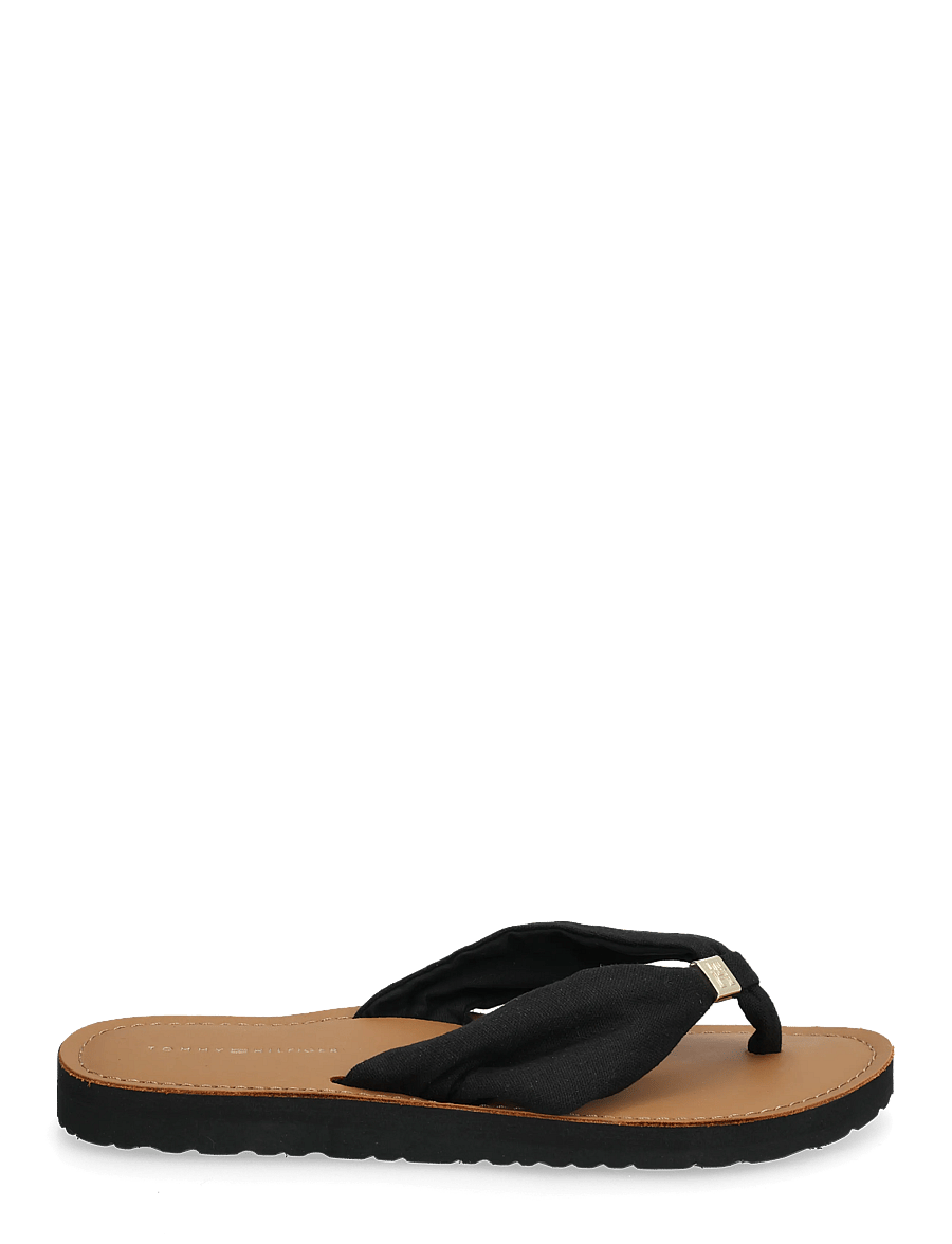 Tommy Hilfiger - TH LTR FOOTBED SUMMER SANDAL - madalad sandaalid - black - 1