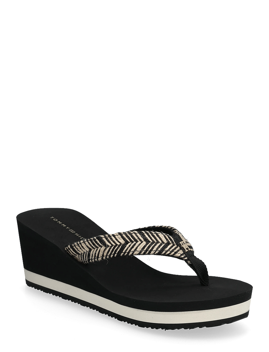 Tommy Hilfiger - TH ROPE SUMMER SANDAL - plateau-sandalen - black - 0
