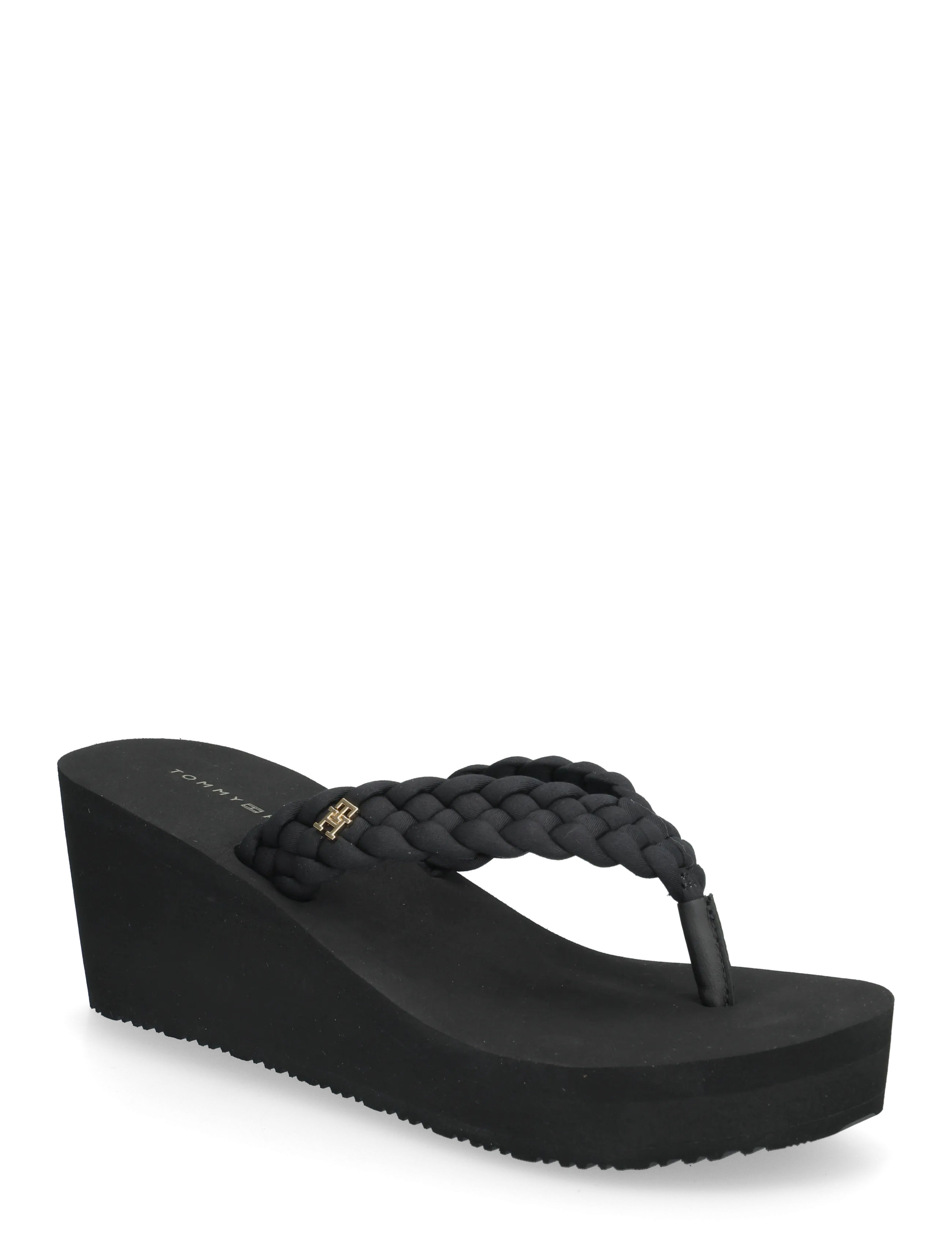 Tommy Hilfiger TH WEDGE BRAIDED SUMMER SANDAL - Platformsandaler - BLACK / black