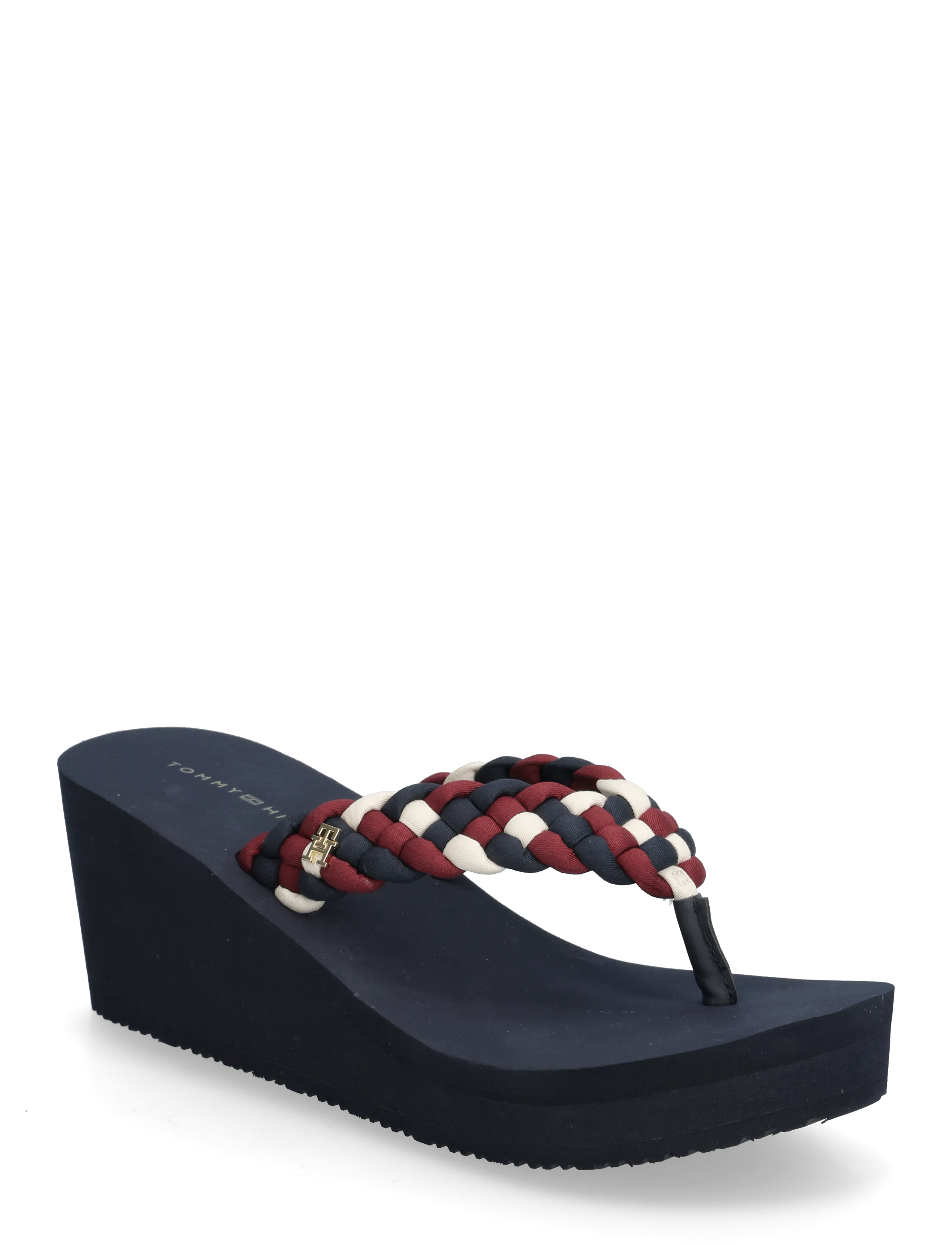 Tommy Hilfiger TH WEDGE BRAIDED SUMMER SANDAL - Absatzschuhe - RWB / navy