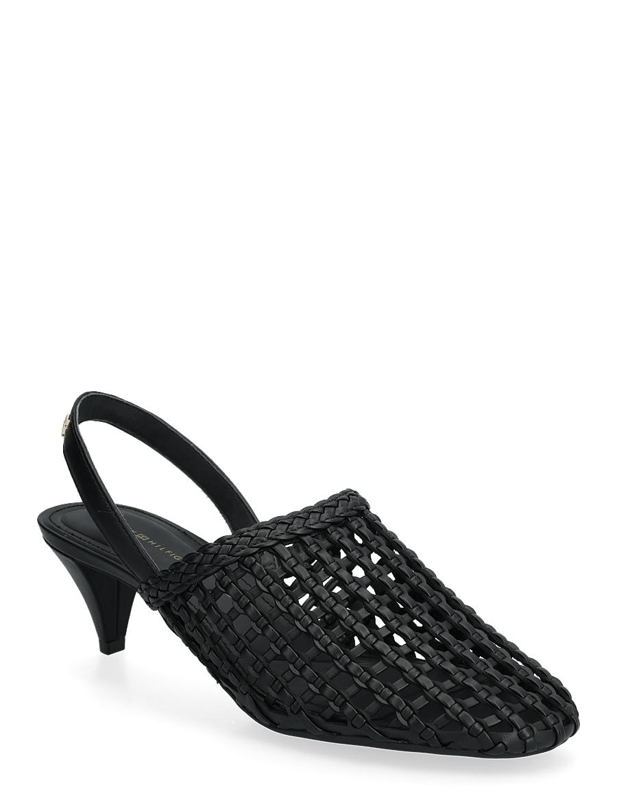 Tommy Hilfiger - TH WOVEN CLOSED TOE SANDAL - slingbacks med hæle - black - 0