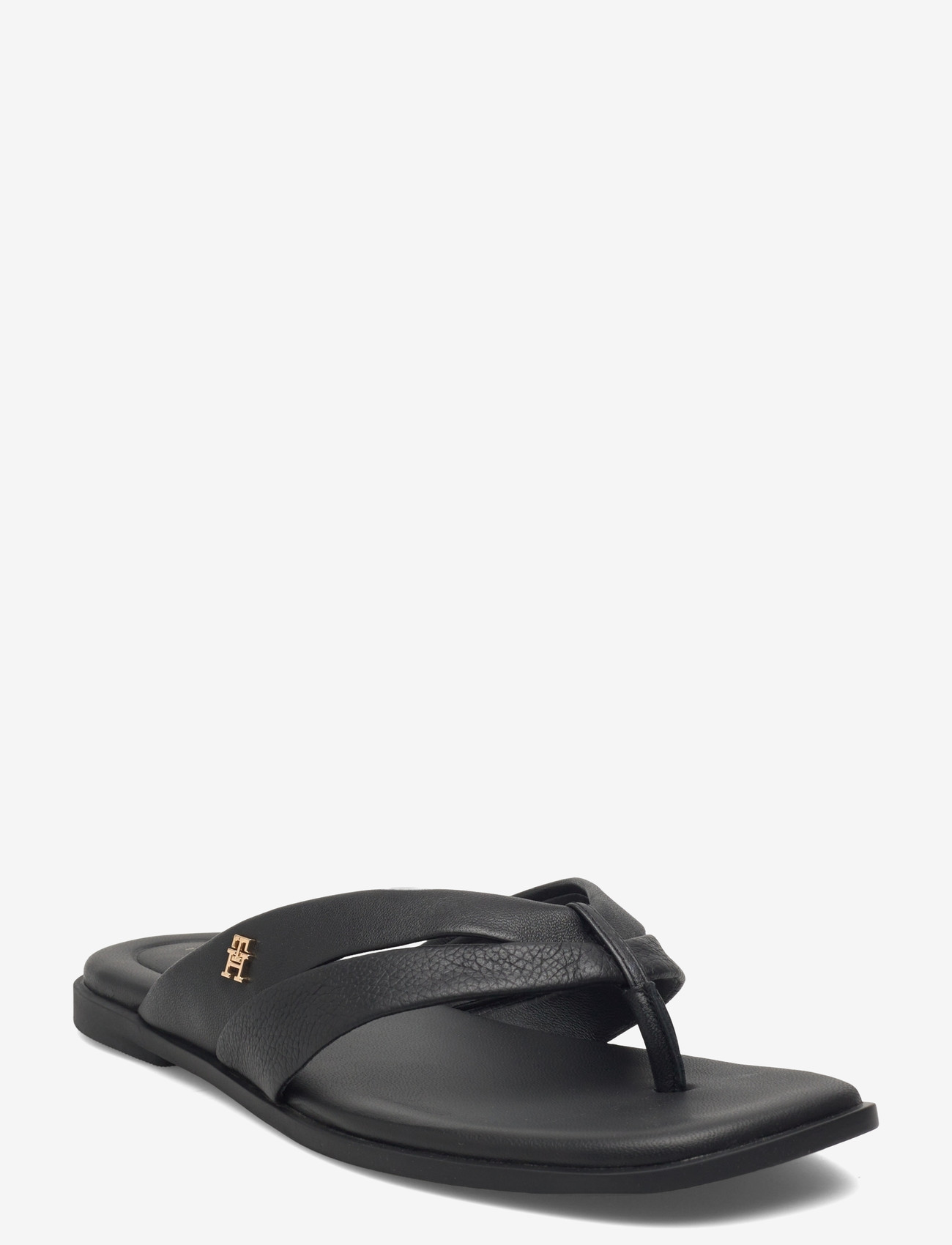 Tommy Hilfiger - ELEVATED TOE POST LTH SANDAL - flade sandaler - black - 0
