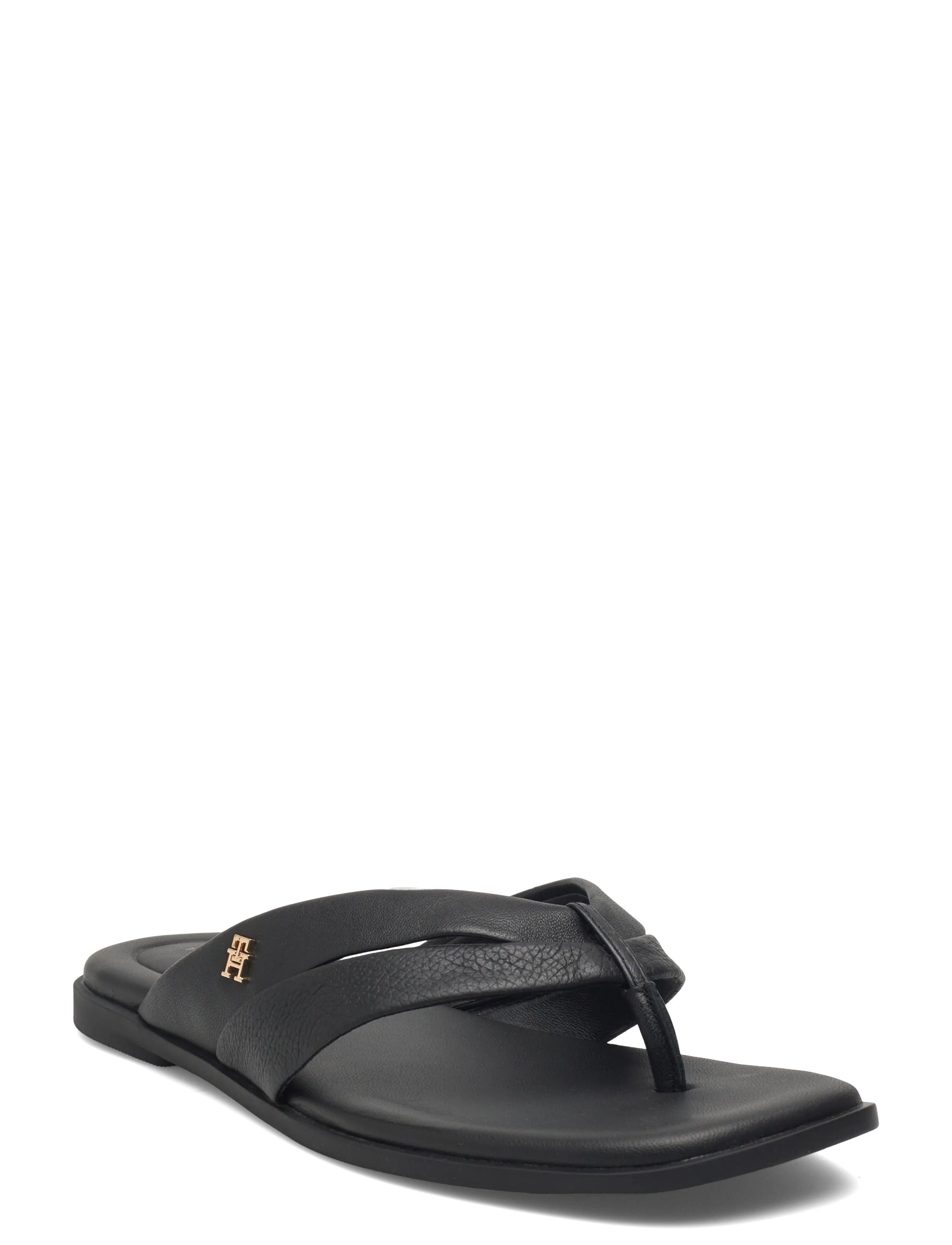 Tommy Hilfiger ELEVATED TOE POST LTH SANDAL - Flip Flops - BLACK / black