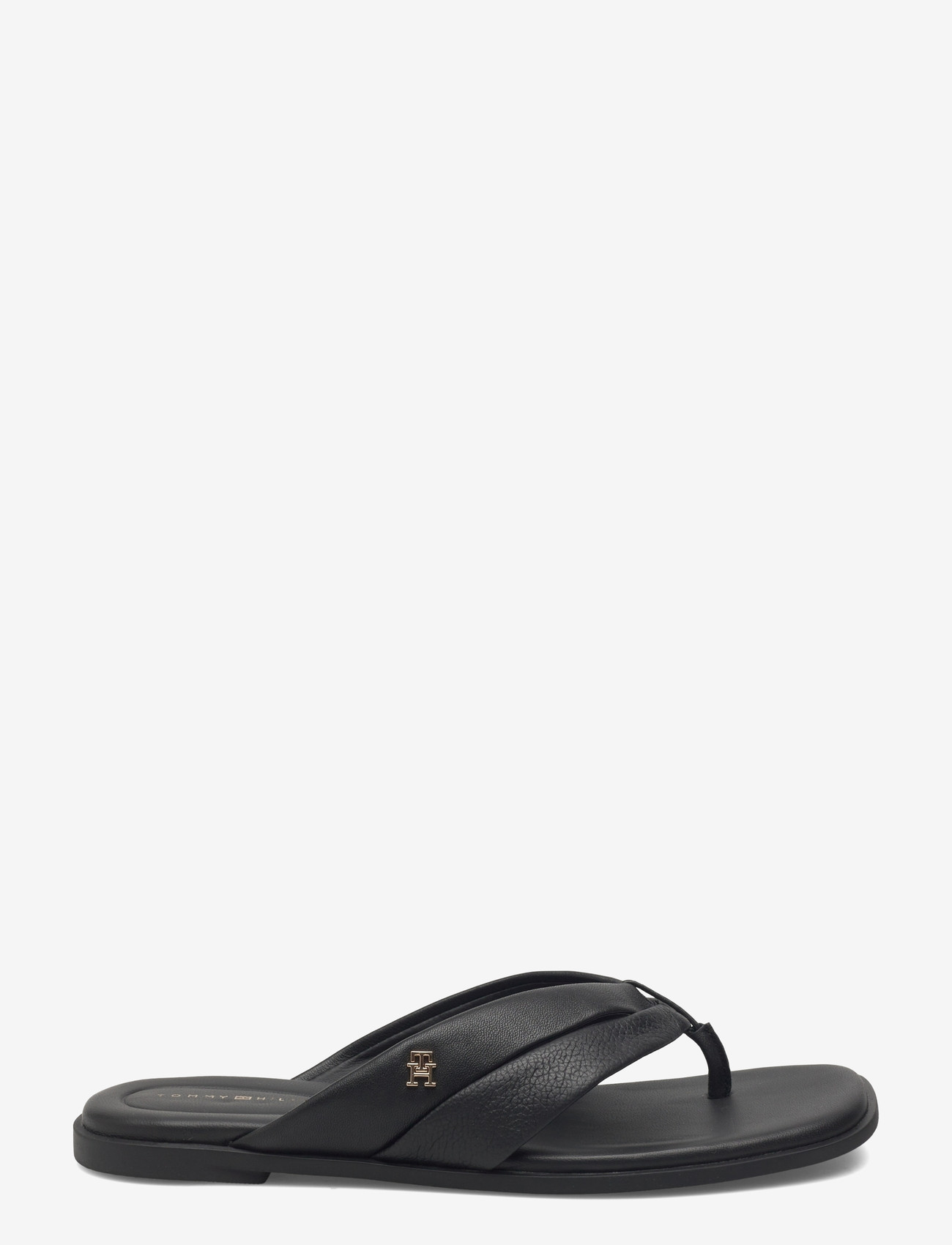 Tommy Hilfiger - ELEVATED TOE POST LTH SANDAL - flade sandaler - black - 1