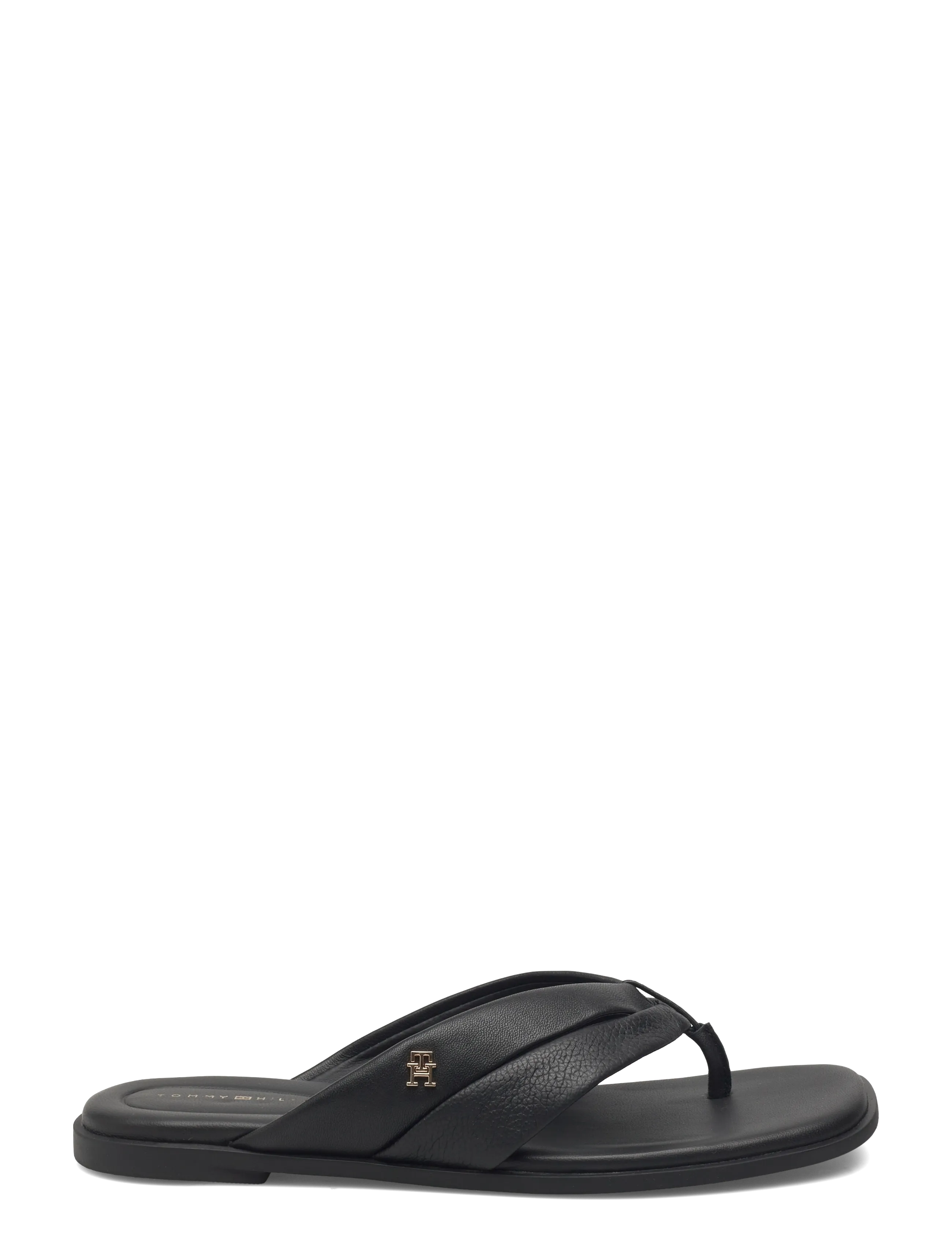 Tommy Hilfiger - ELEVATED TOE POST LTH SANDAL - flache sandalen - black - 1