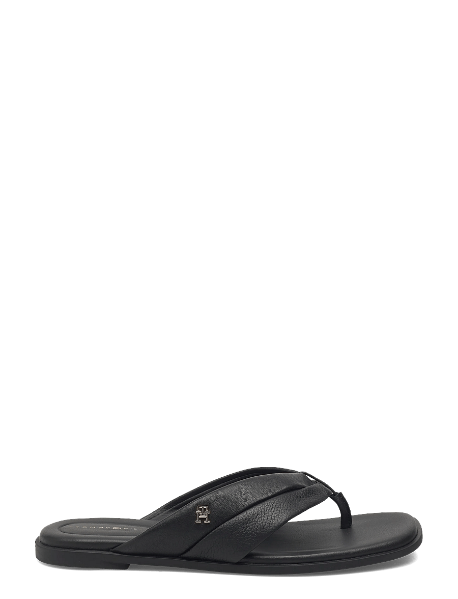 Tommy Hilfiger - ELEVATED TOE POST LTH SANDAL - flate sandaler - black - 1