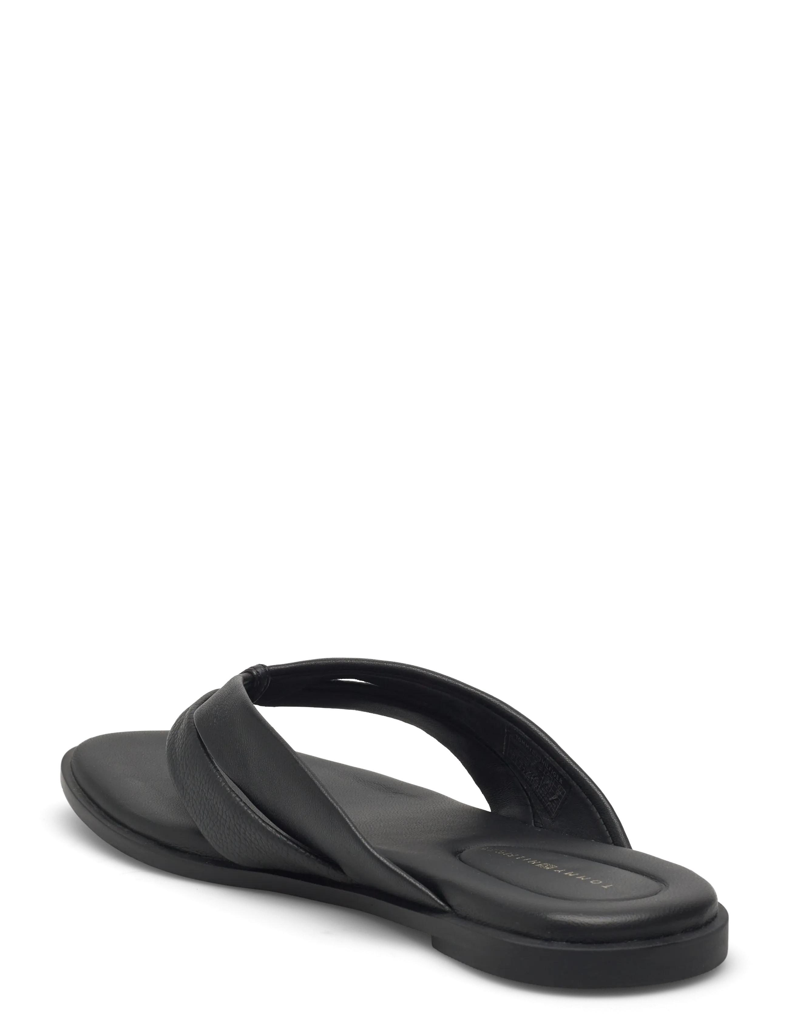Tommy Hilfiger - ELEVATED TOE POST LTH SANDAL - flache sandalen - black - 2