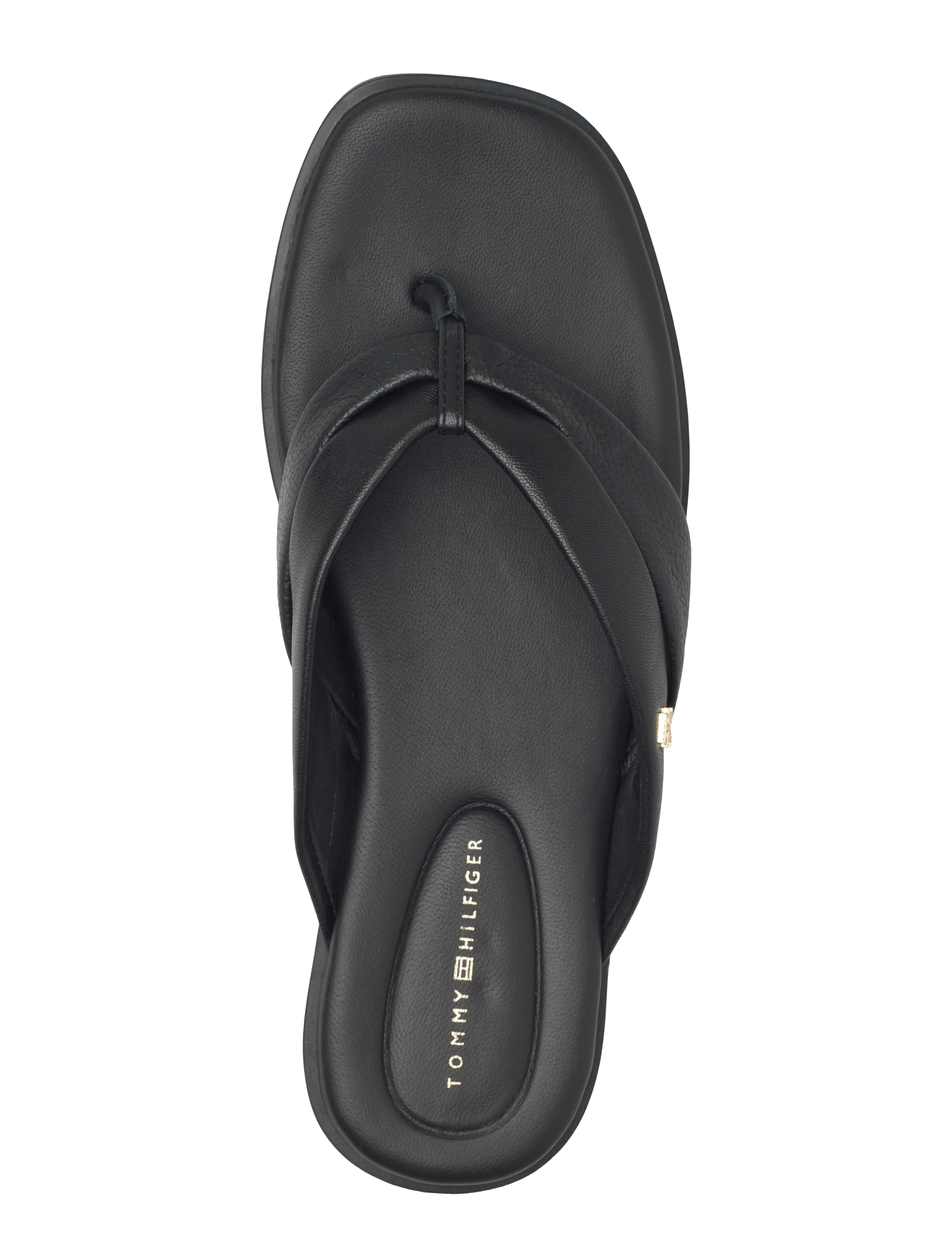 Tommy Hilfiger - ELEVATED TOE POST LTH SANDAL - flache sandalen - black - 3