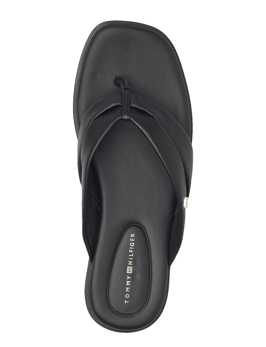 Tommy Hilfiger - ELEVATED TOE POST LTH SANDAL - flate sandaler - black - 3