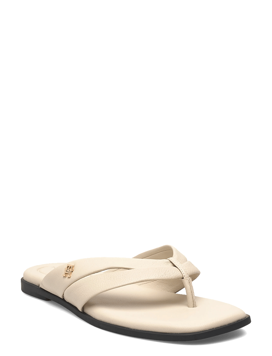 Tommy Hilfiger - ELEVATED TOE POST LTH SANDAL - flache sandalen - classic beige - 0