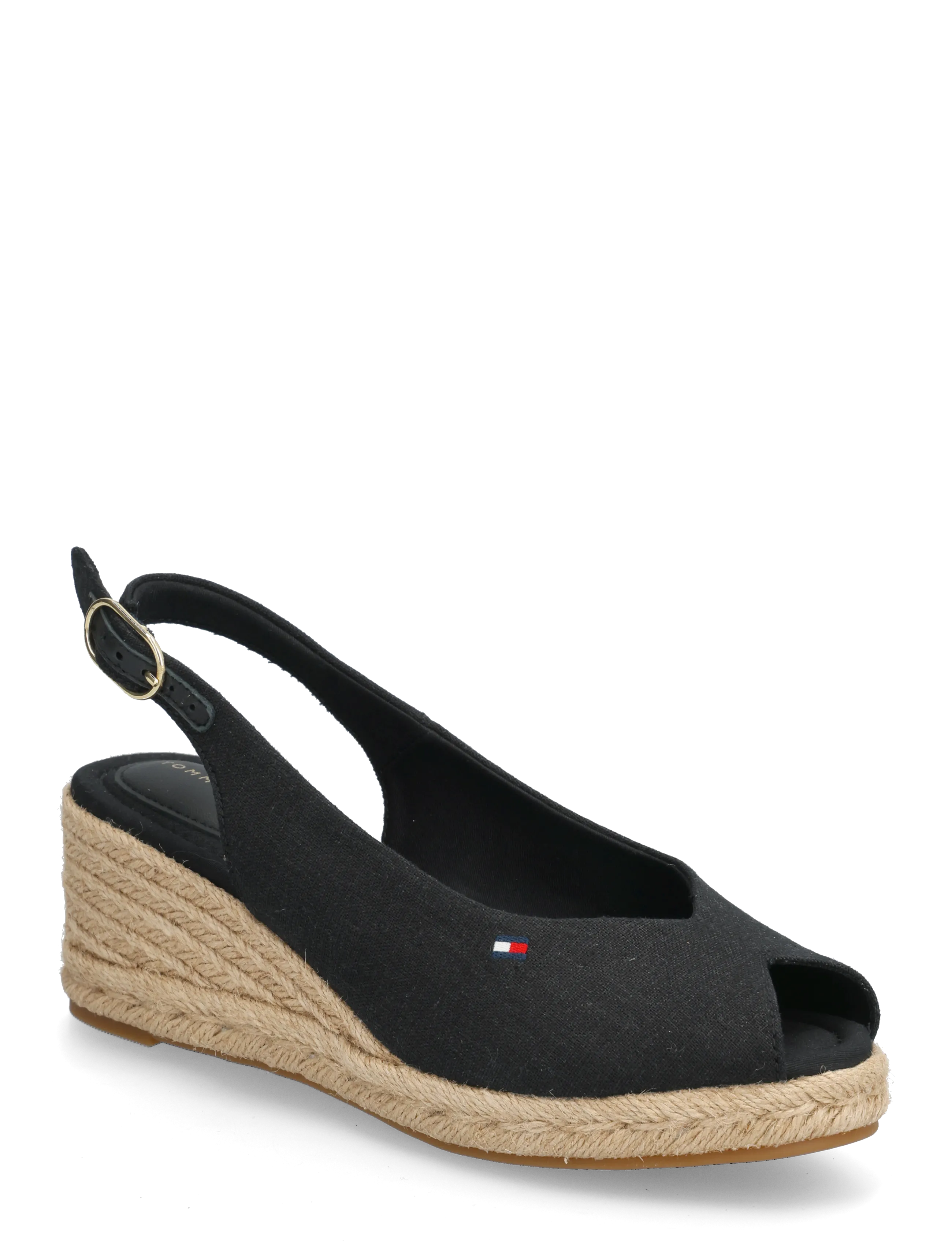 Tommy Hilfiger MID WEDGE ESPAD SLINGBACK - Peeptoes - BLACK / black