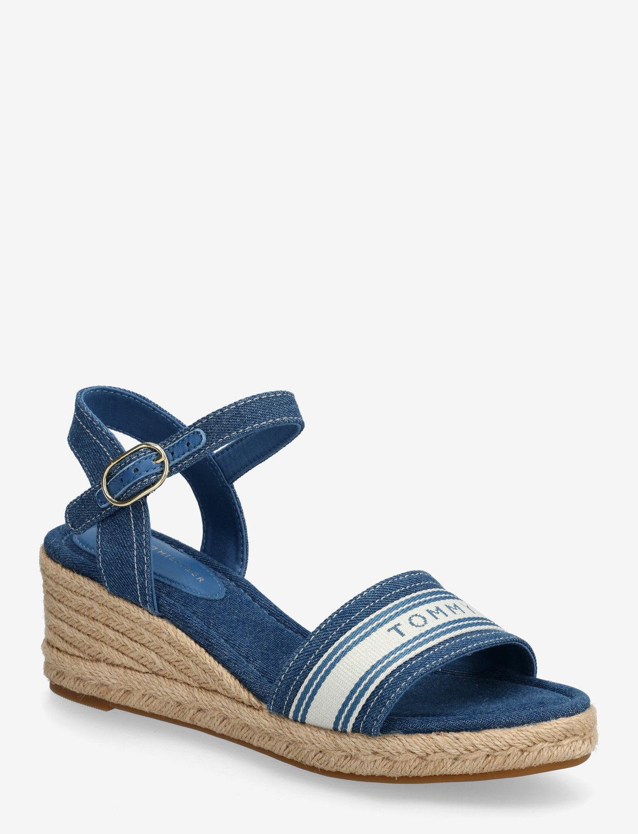 Tommy Hilfiger - MID WEDGE ESPAD WEBBING - højhælede espadrillos - denim - 0