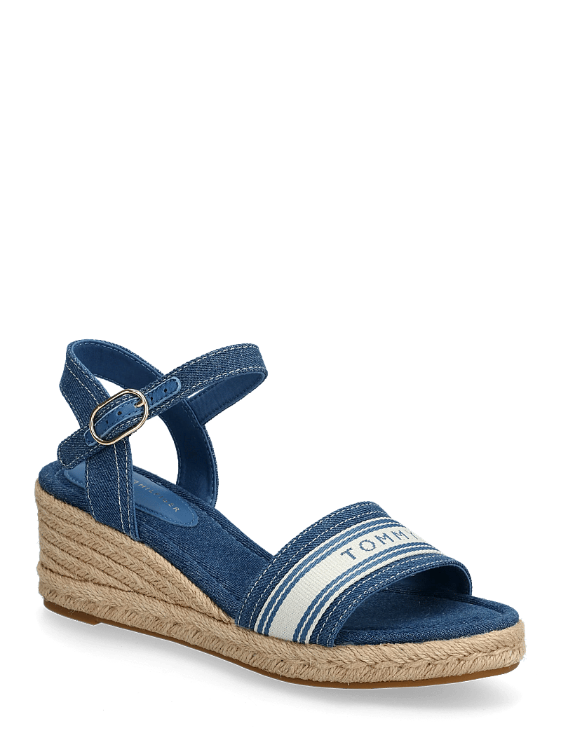 Tommy Hilfiger - MID WEDGE ESPAD WEBBING - espadrilles mit absatz - denim - 0
