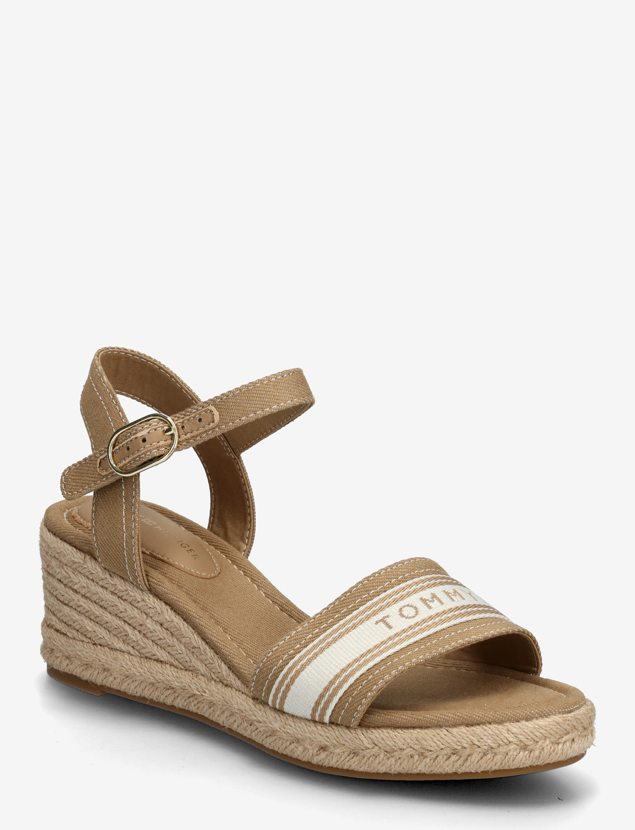 Tommy Hilfiger - MID WEDGE ESPAD WEBBING - højhælede espadrillos - safari canvas - 0