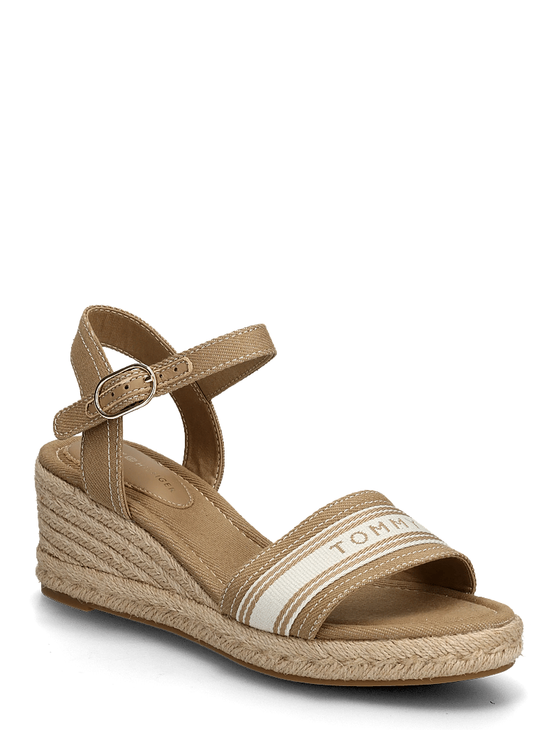 Tommy Hilfiger - MID WEDGE ESPAD WEBBING - espadrilles mit absatz - safari canvas - 0