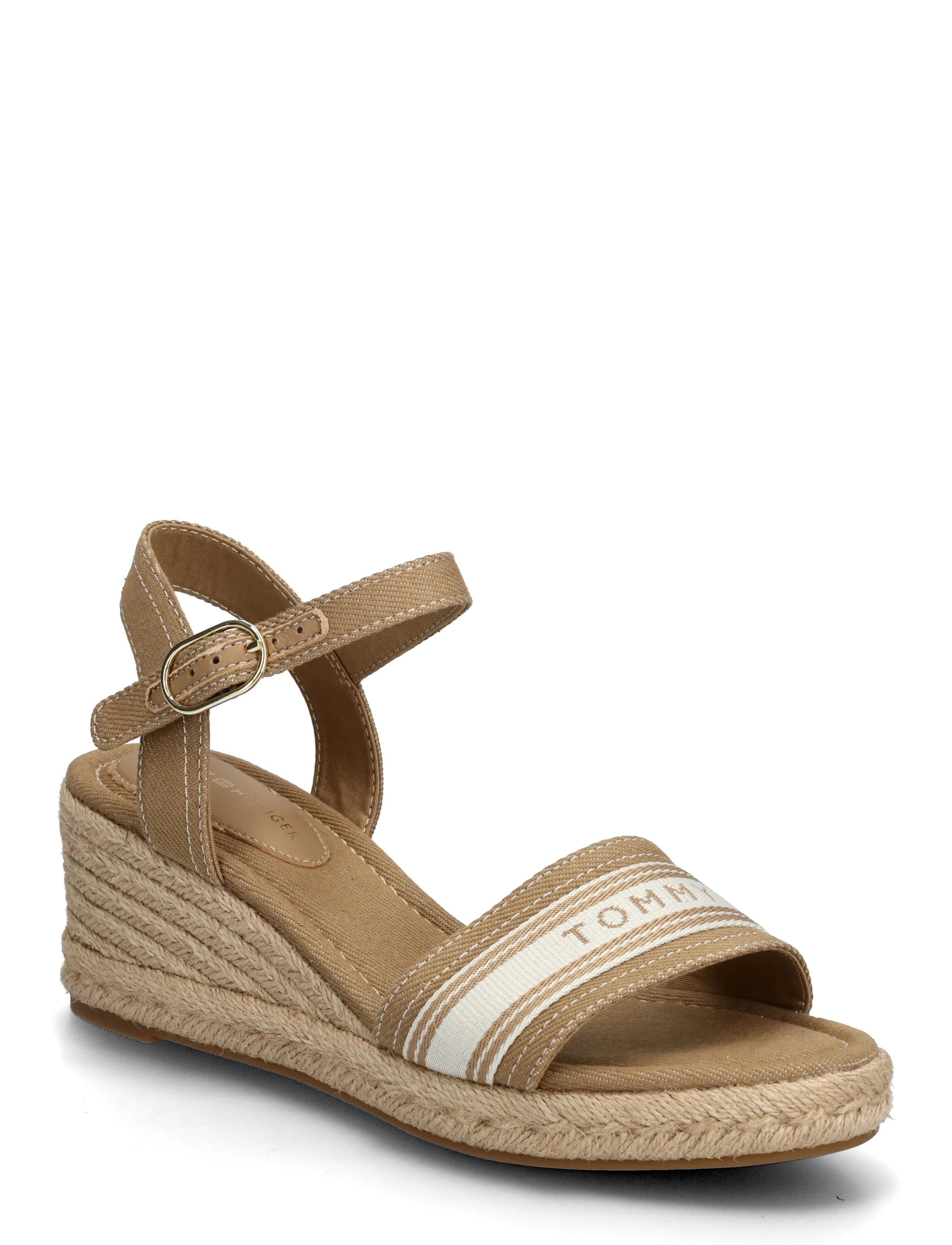 Tommy Hilfiger MID WEDGE ESPAD WEBBING - Absatzschuhe - SAFARI CANVAS / beige