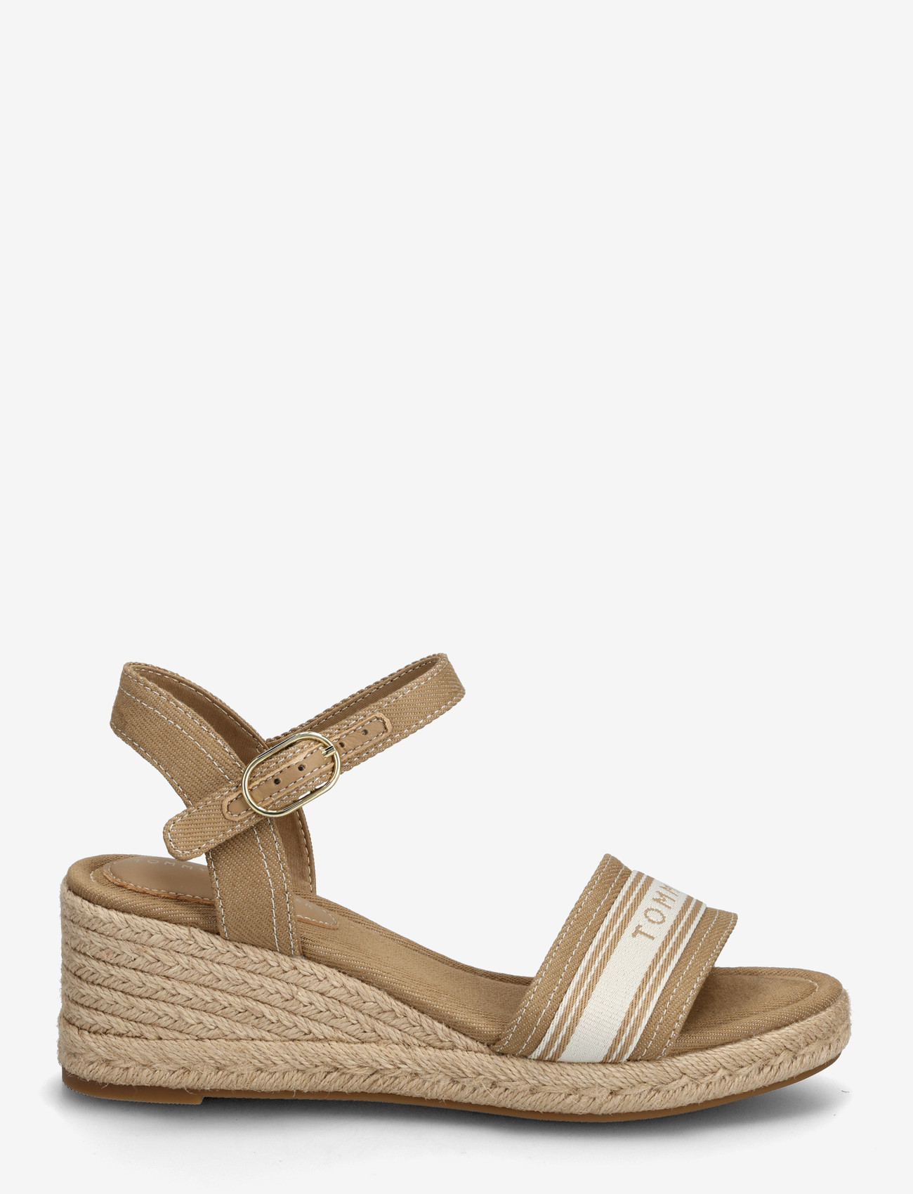 Tommy Hilfiger - MID WEDGE ESPAD WEBBING - højhælede espadrillos - safari canvas - 1