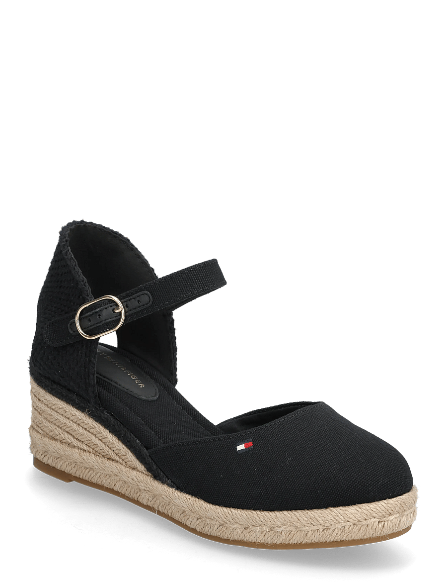 Tommy Hilfiger - MID WEDGE ESPAD CLOSED TOE - højhælede espadrillos - black - 0