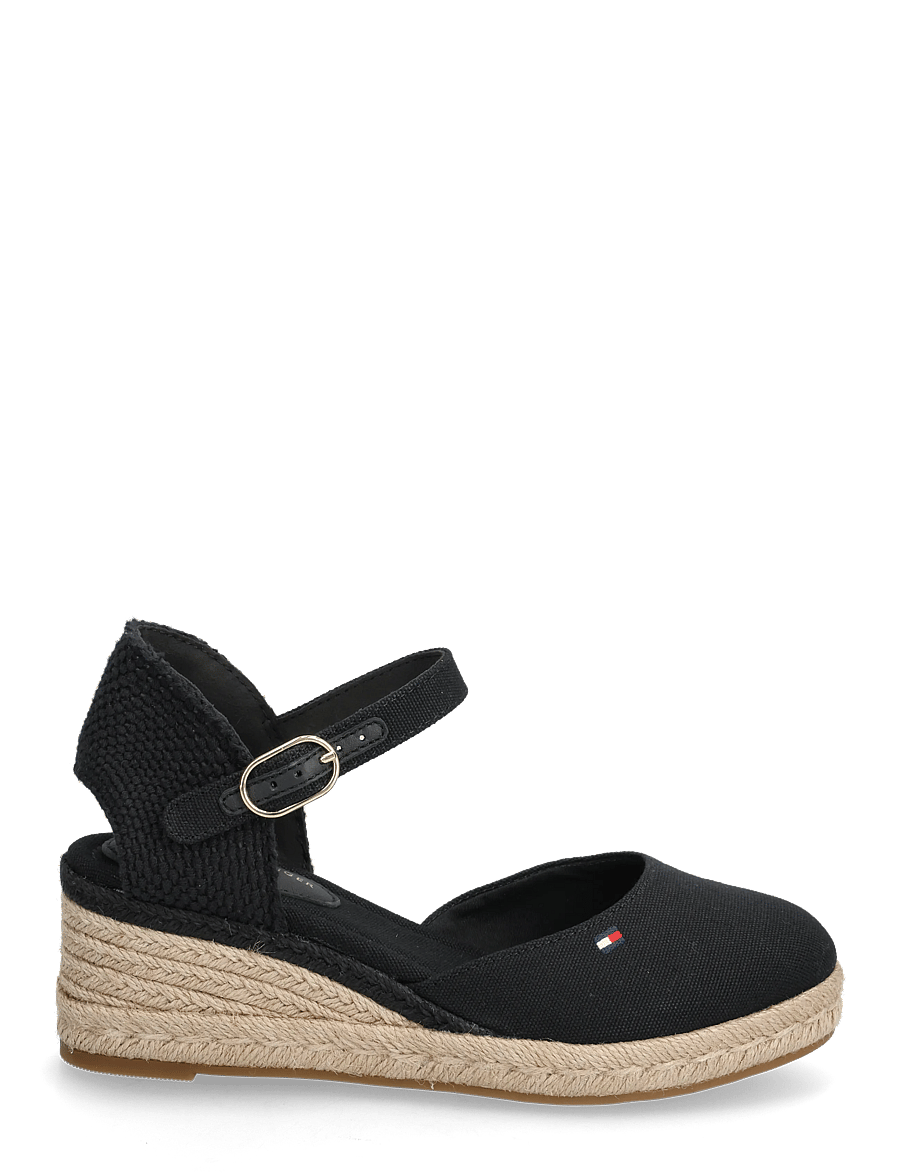 Tommy Hilfiger - MID WEDGE ESPAD CLOSED TOE - højhælede espadrillos - black - 1