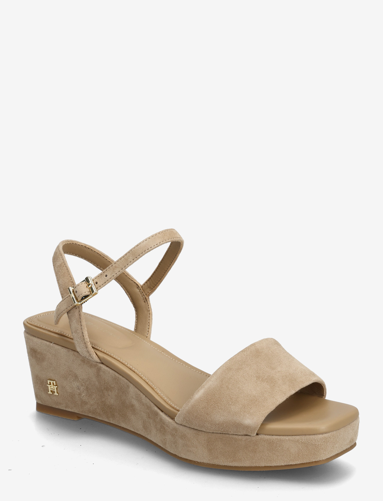 Tommy Hilfiger - SUEDE WRAPPED MID WEDGE - platåsandaler - safari canvas - 0