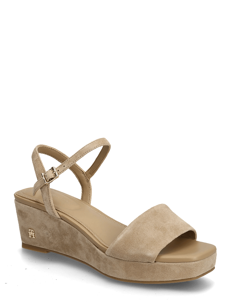 Tommy Hilfiger - SUEDE WRAPPED MID WEDGE - plateau-sandalen - safari canvas - 0