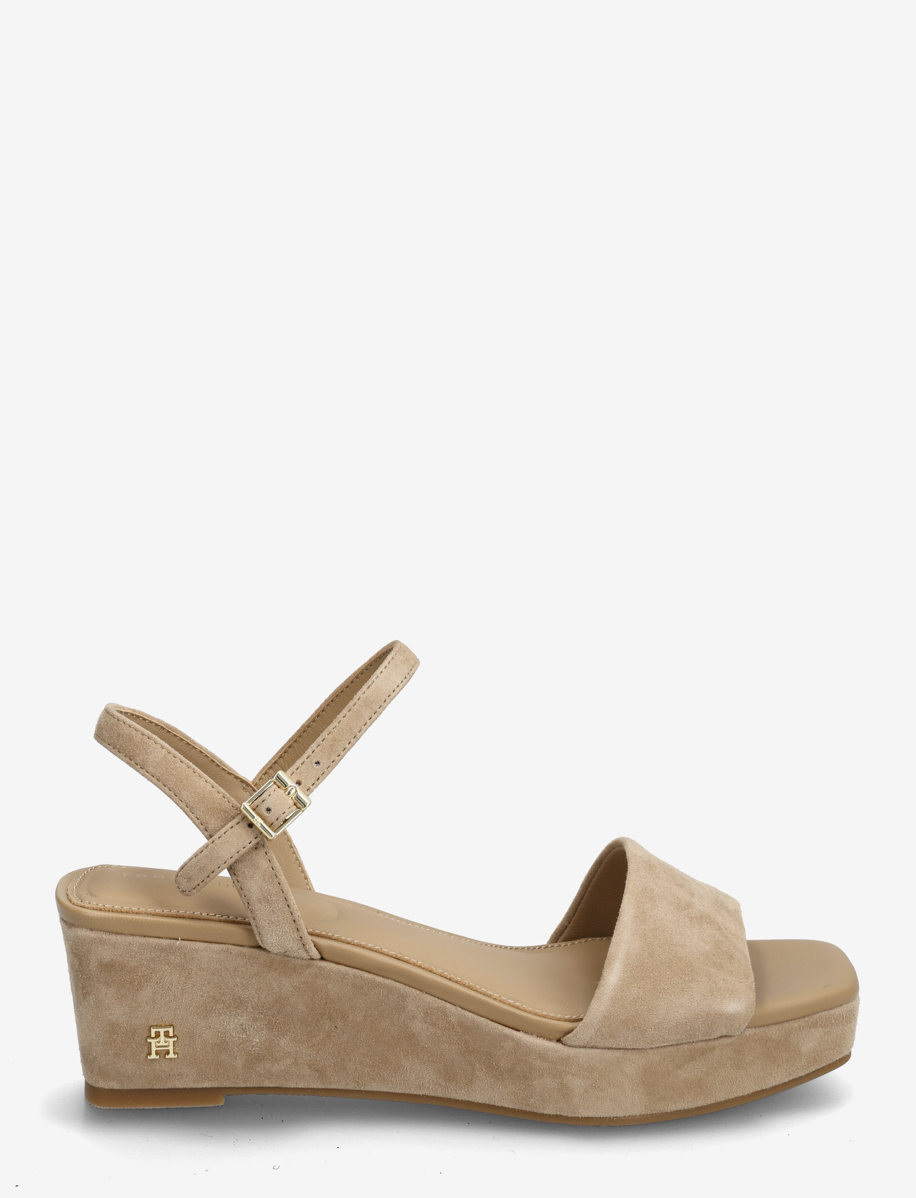 Tommy Hilfiger - SUEDE WRAPPED MID WEDGE - platåsandaler - safari canvas - 1