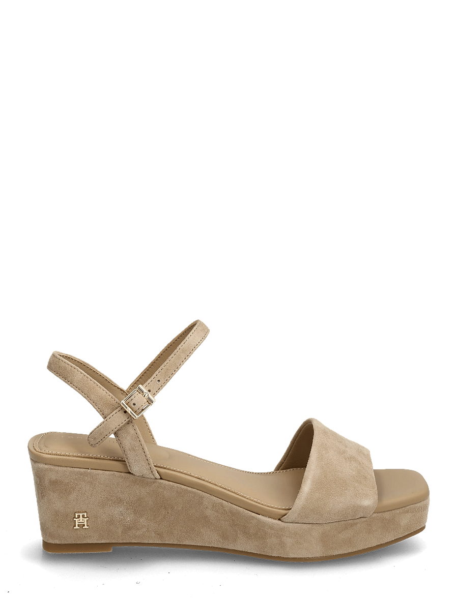Tommy Hilfiger - SUEDE WRAPPED MID WEDGE - plateau-sandalen - safari canvas - 1