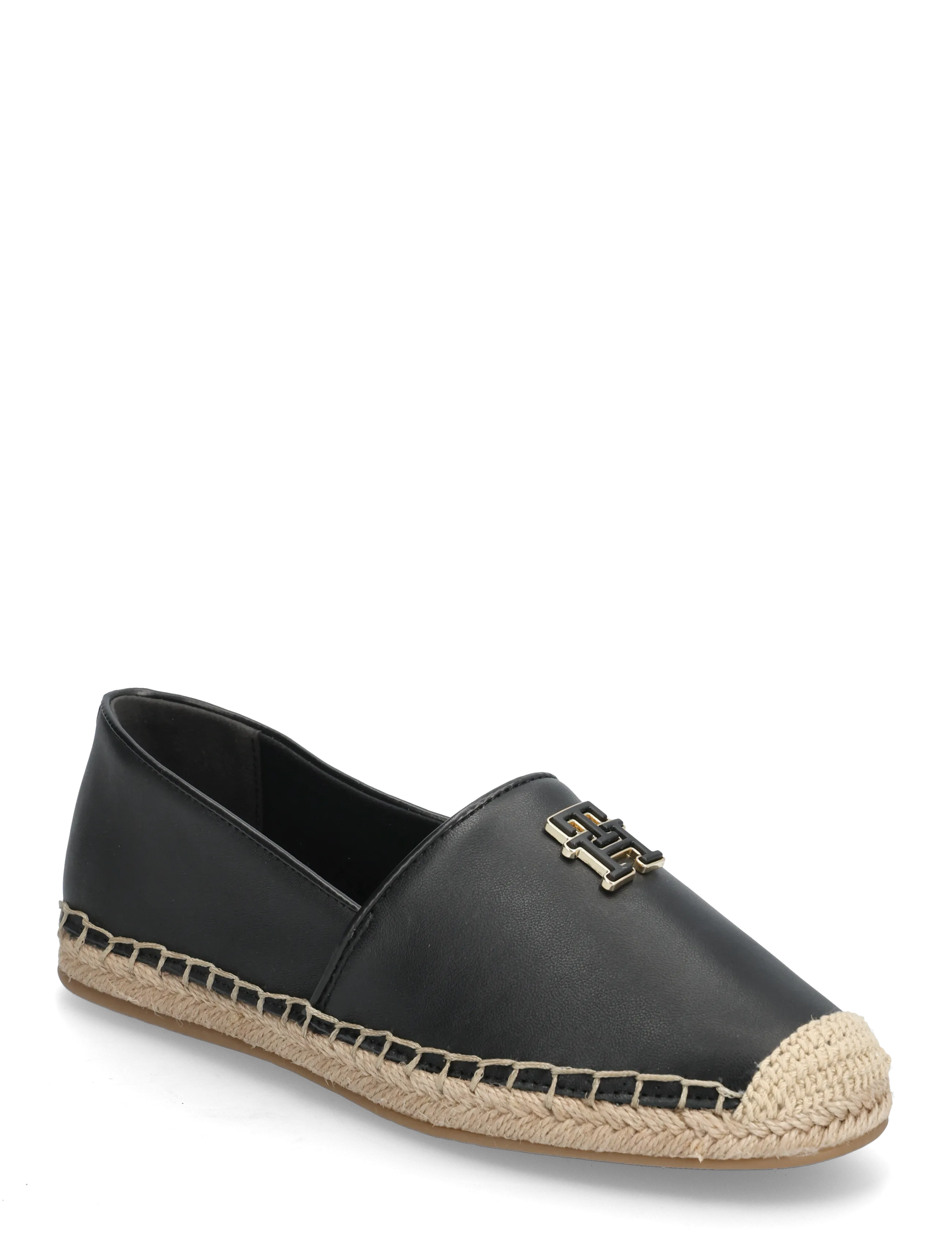Tommy Hilfiger TH LOGO LEATHER ESPADRILLE - Espadrilles - BLACK / black