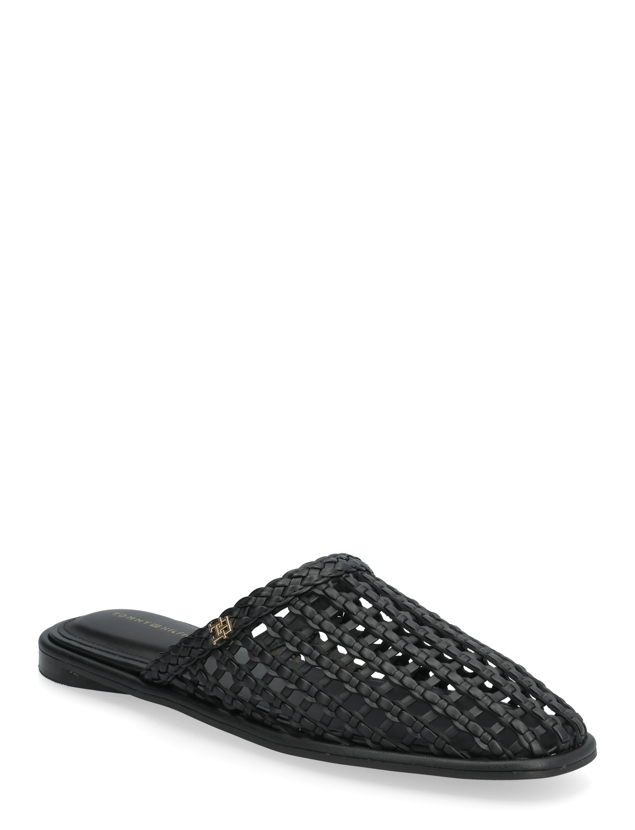 Tommy Hilfiger HILFIGER LEATHER MIX FLAT MULE - Pantoletten - BLACK / black