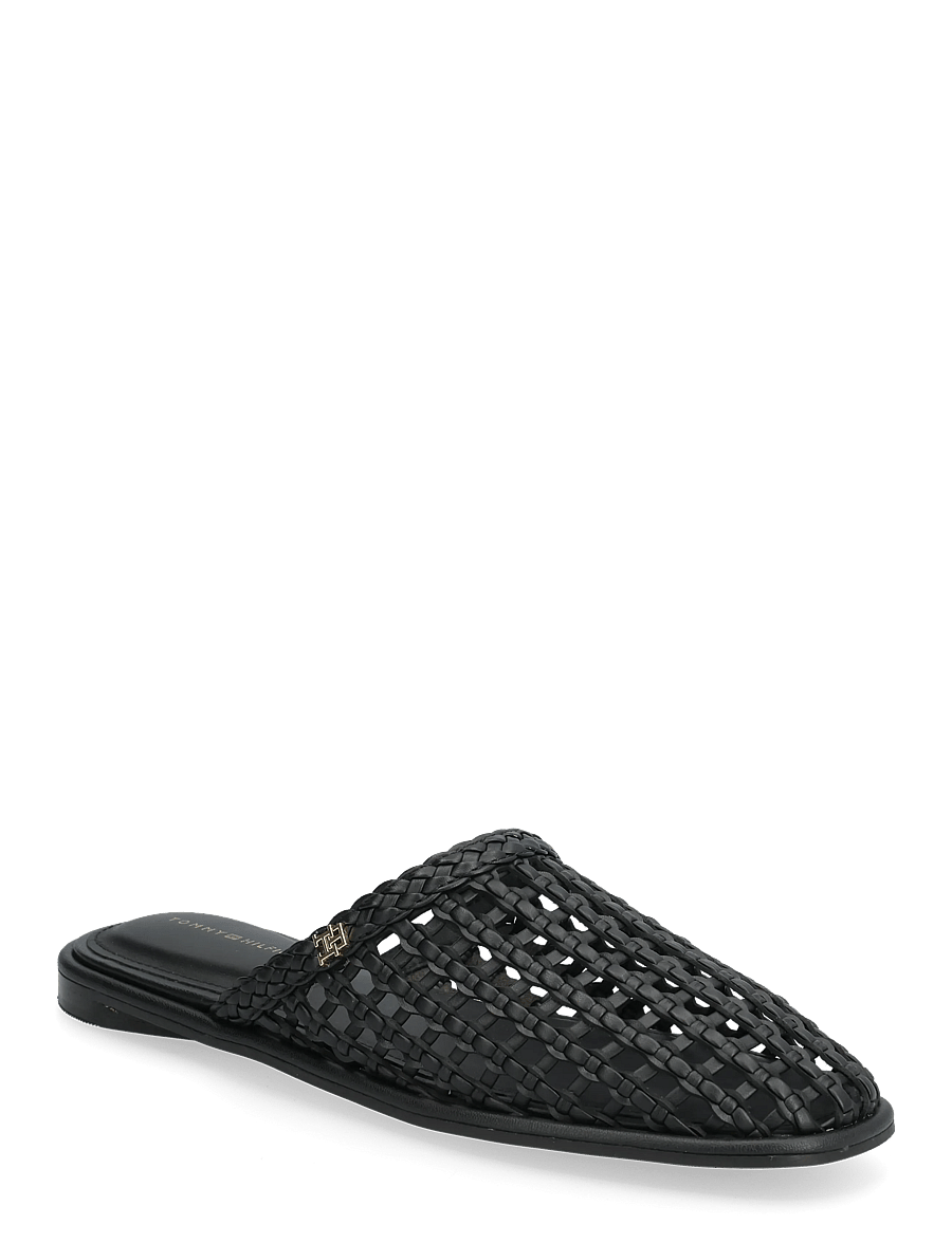 Tommy Hilfiger - HILFIGER LEATHER MIX FLAT MULE - flache pantoletten - black - 0
