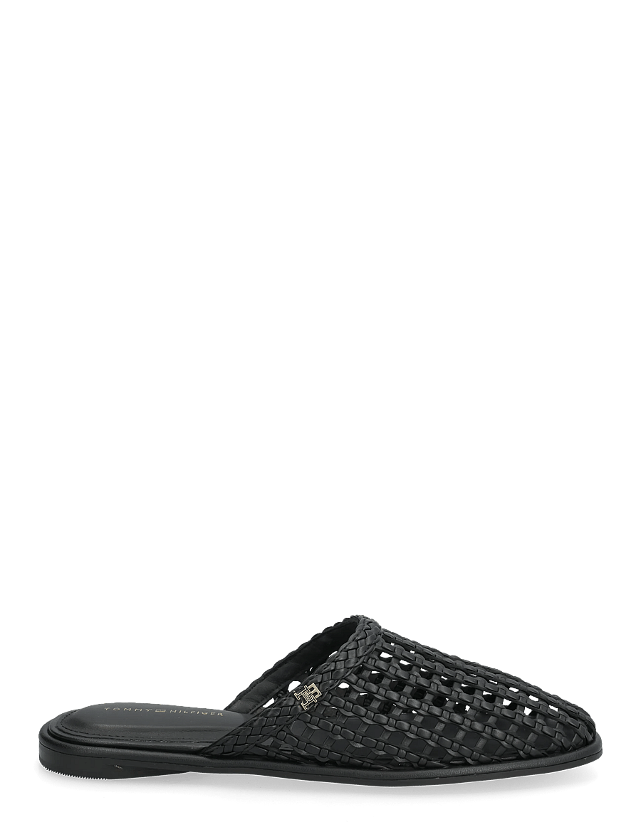 Tommy Hilfiger - HILFIGER LEATHER MIX FLAT MULE - flache pantoletten - black - 1