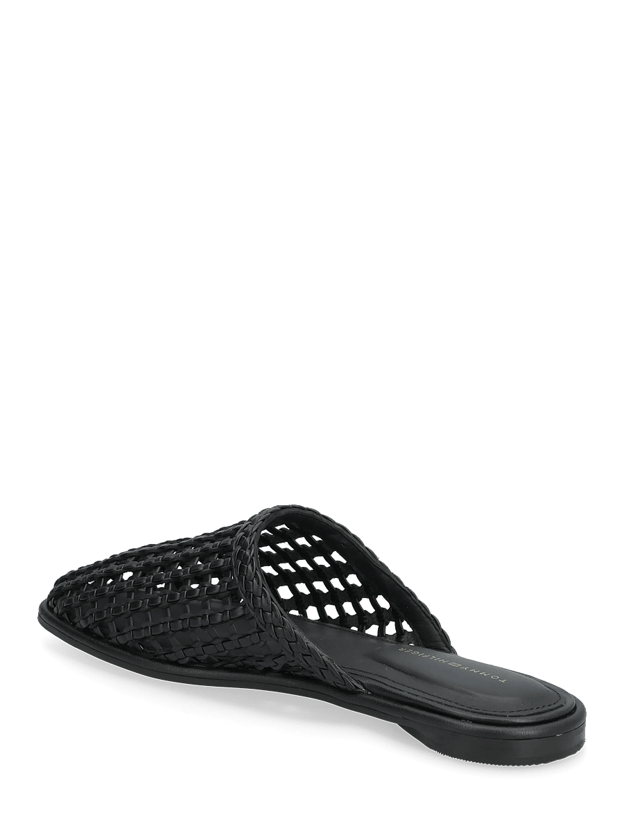 Tommy Hilfiger - HILFIGER LEATHER MIX FLAT MULE - flache pantoletten - black - 2