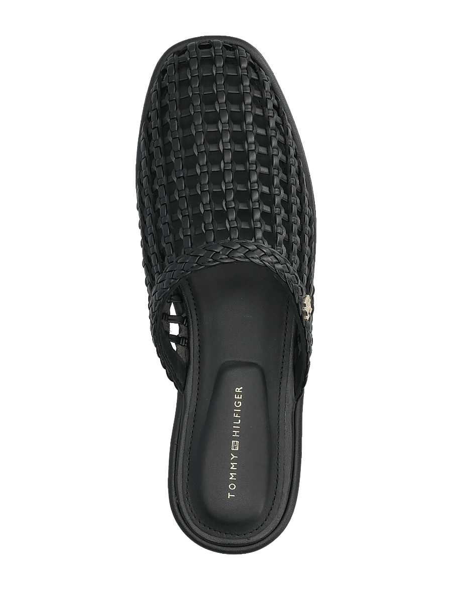 Tommy Hilfiger - HILFIGER LEATHER MIX FLAT MULE - flade mules - black - 3