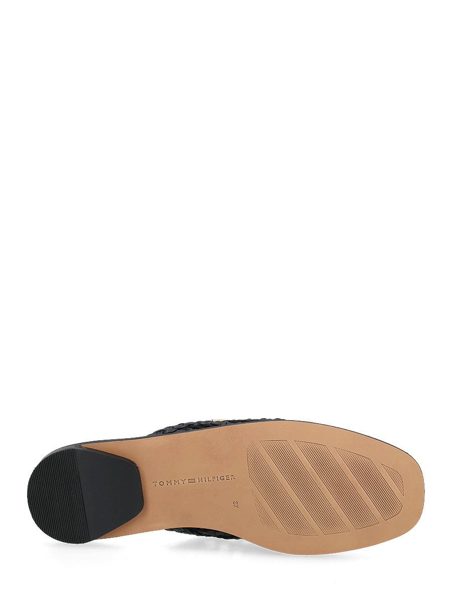 Tommy Hilfiger - HILFIGER LEATHER MIX FLAT MULE - flache pantoletten - black - 4