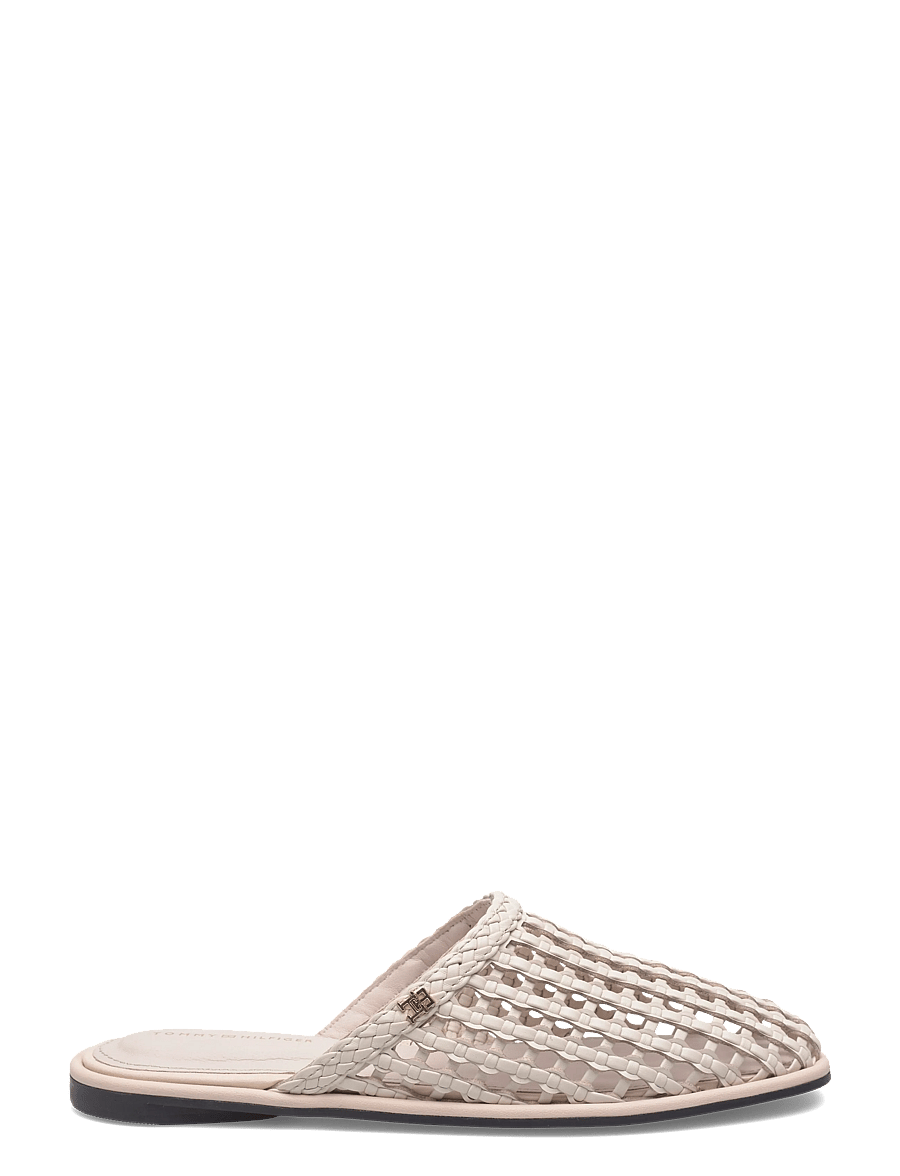 Tommy Hilfiger - HILFIGER LEATHER MIX FLAT MULE - flache pantoletten - soft cream - 1