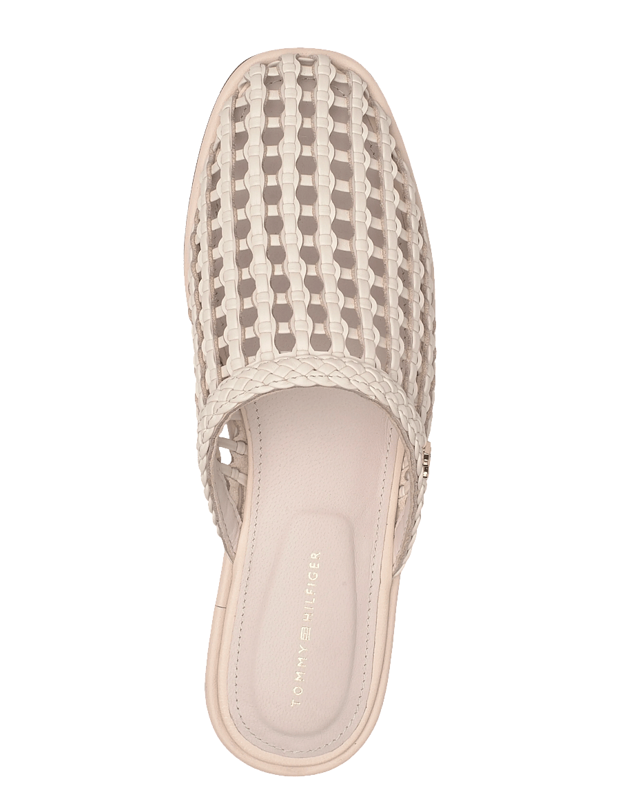 Tommy Hilfiger - HILFIGER LEATHER MIX FLAT MULE - flache pantoletten - soft cream - 3