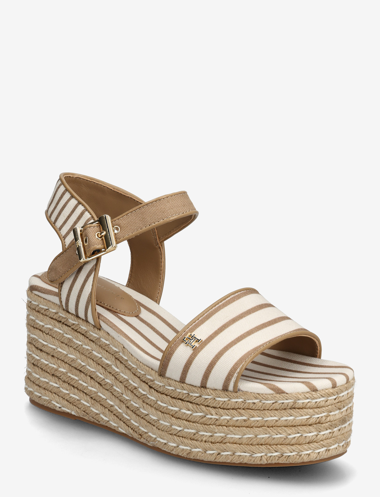 Tommy Hilfiger - PLATFORM WEDGE BRETON STRIPES - højhælede espadrillos - soft cream - 0