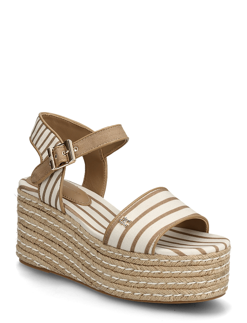 Tommy Hilfiger - PLATFORM WEDGE BRETON STRIPES - højhælede espadrillos - soft cream - 0