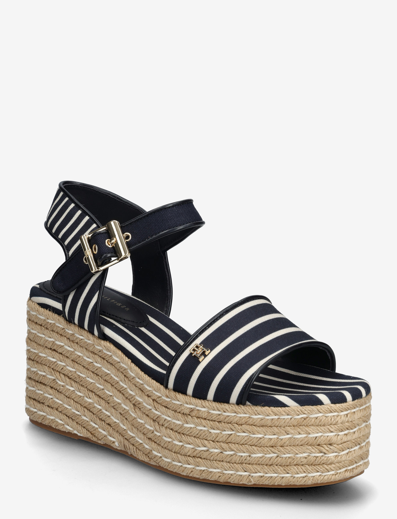 Tommy Hilfiger - PLATFORM WEDGE BRETON STRIPES - højhælede espadrillos - space blue - 0