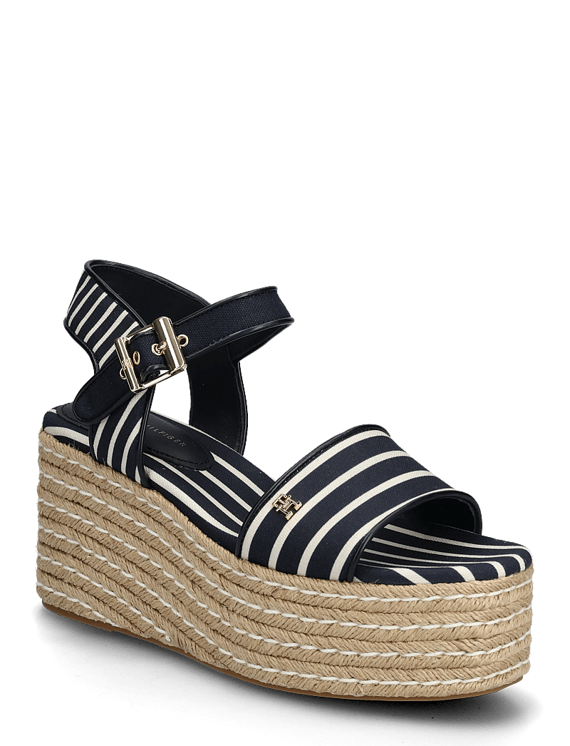 Tommy Hilfiger - PLATFORM WEDGE BRETON STRIPES - højhælede espadrillos - space blue - 0