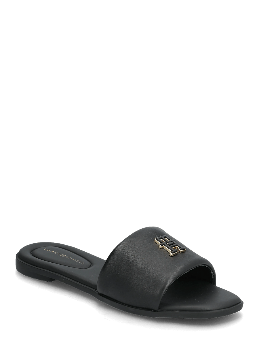 Tommy Hilfiger - TH LOGO HARDWARE LEATHER MULE - flache sandalen - black - 0