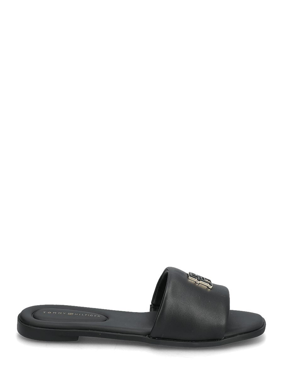 Tommy Hilfiger - TH LOGO HARDWARE LEATHER MULE - flache sandalen - black - 1
